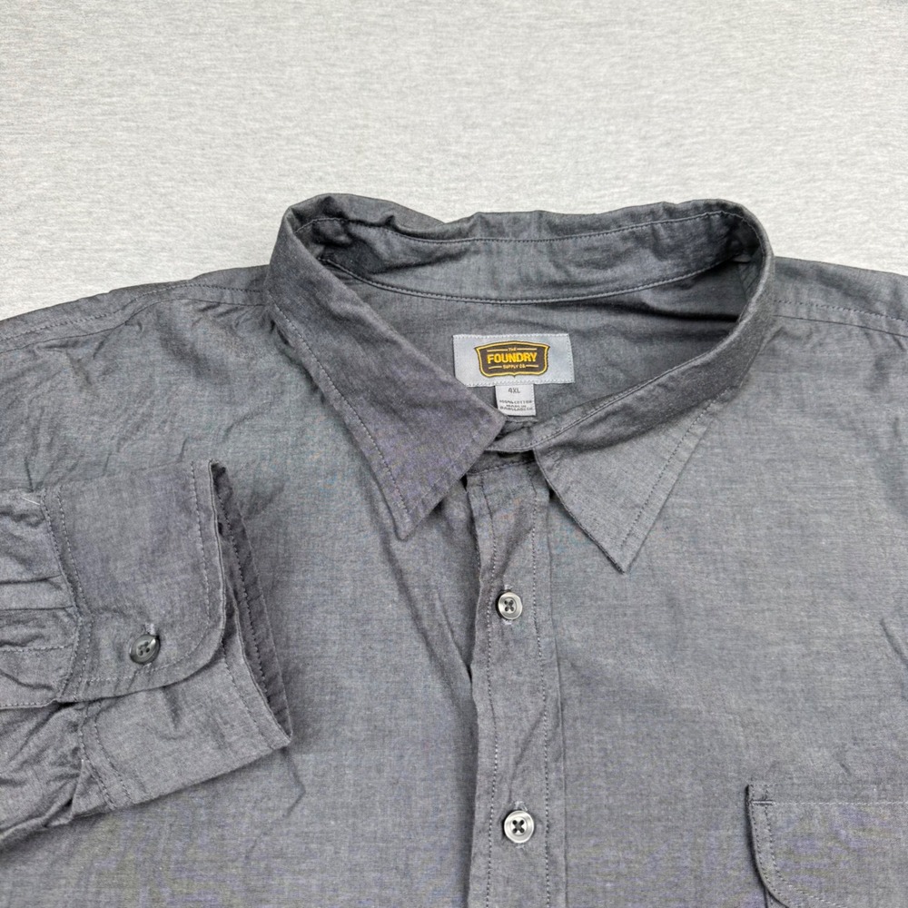 The Foundry Supply Co Mens 4XL Gray Long Sleeve Button Down Cotton Shirt 72387-4
